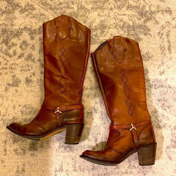 Wrangler Shoes - Vintage Wrangler Western Hippie Boots 70s‎ 80s Boho A8